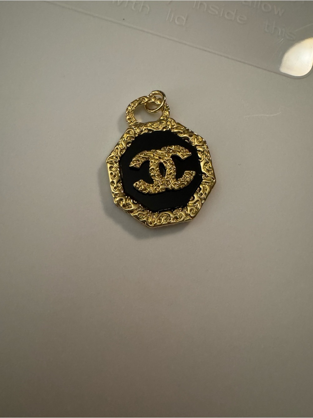 Gold and Black Octagonal CC Pendant Charm